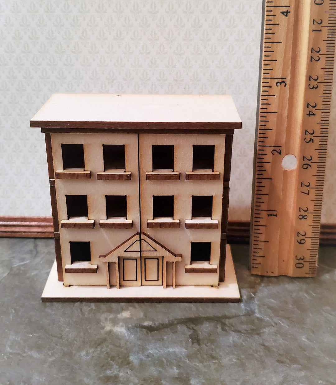 Dollhouse Miniature 1:144 Scale Kit House 3 Story Front Opening 6 Rooms - Miniature Crush