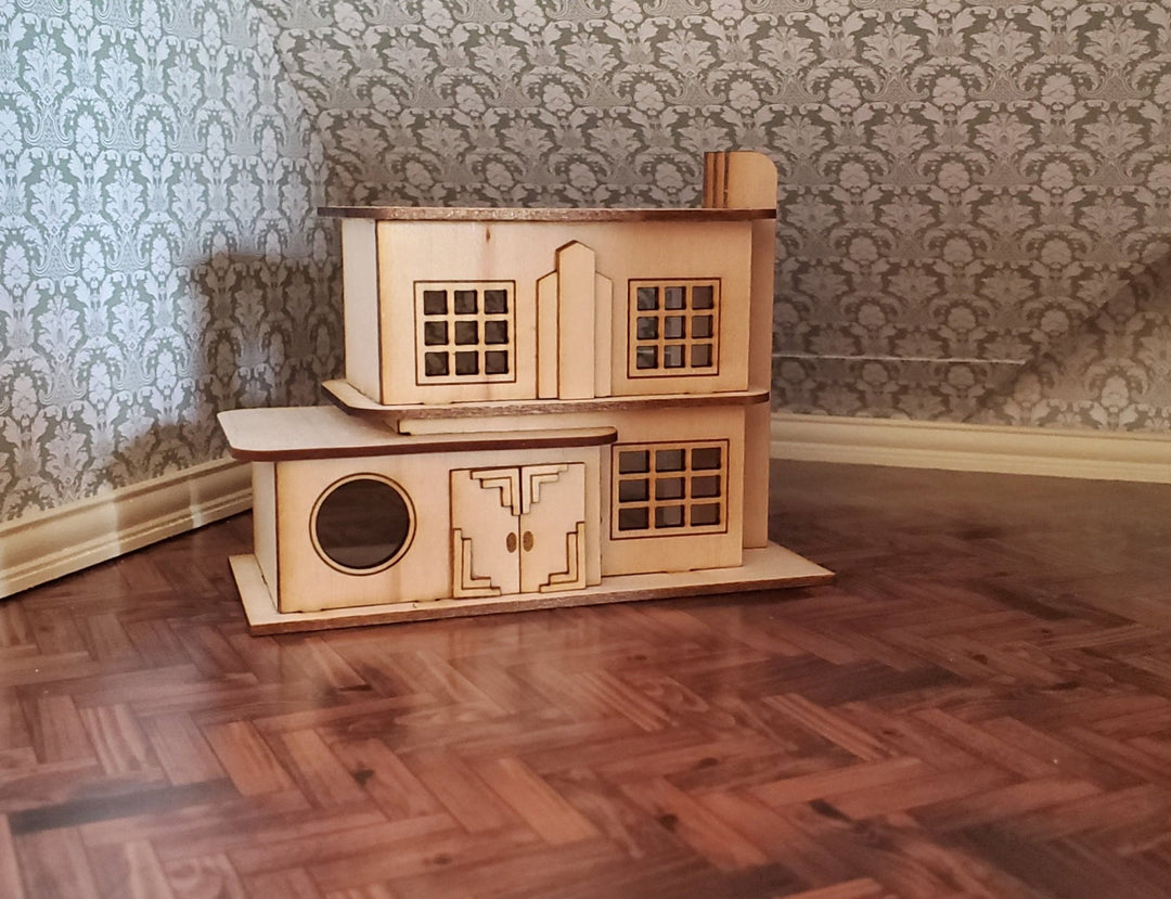 Dollhouse Miniature 1:144 Scale KIT House Art Deco Style With Fireplace - Miniature Crush