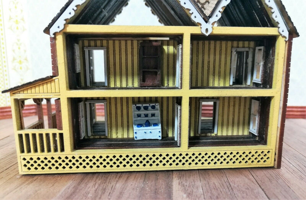 Dollhouse Miniature 1:144 Scale Kitchen Cabinet with Dishes Hand Painted Metal - Miniature Crush