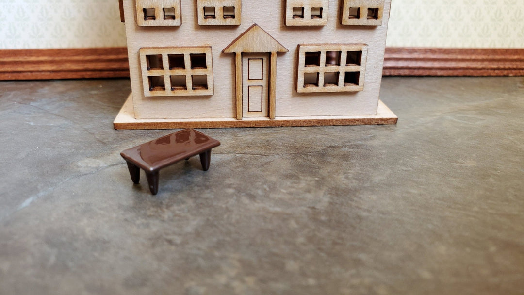 Dollhouse Miniature 1:144 Scale Table Brown Rectangle Micro Minis Furniture Metal - Miniature Crush