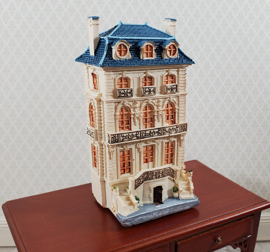 Dollhouse Miniature 1:144 Scale Townhouse with Blue Roof by Reutter Resin - Miniature Crush