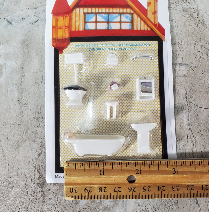 Dollhouse Miniature 1/4" Quarter Scale Bathroom Set Toilet Sink Bathtub 1:48 - Miniature Crush