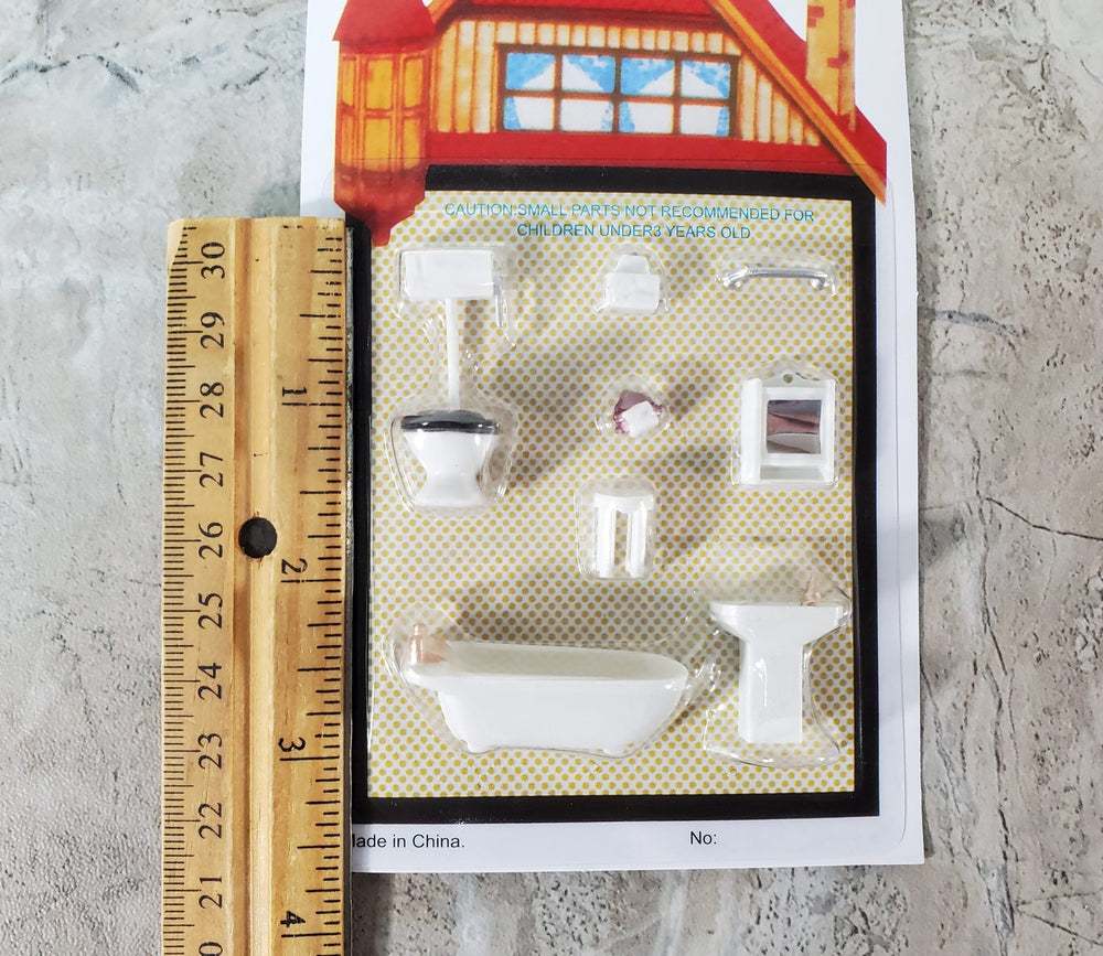 Dollhouse Miniature 1/4" Quarter Scale Bathroom Set Toilet Sink Bathtub 1:48 - Miniature Crush