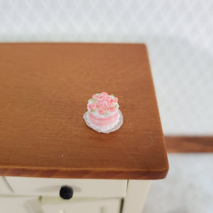 Dollhouse Miniature 1/4" Quarter Scale Cake Pink with Roses Teeny Tiny 1:48 LL1004SS - Miniature Crush