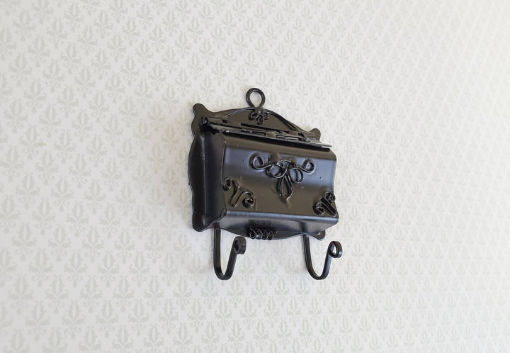 Dollhouse Miniature 1:6 Scale Mailbox Black Opens with Newspaper Hooks Playscale - Miniature Crush