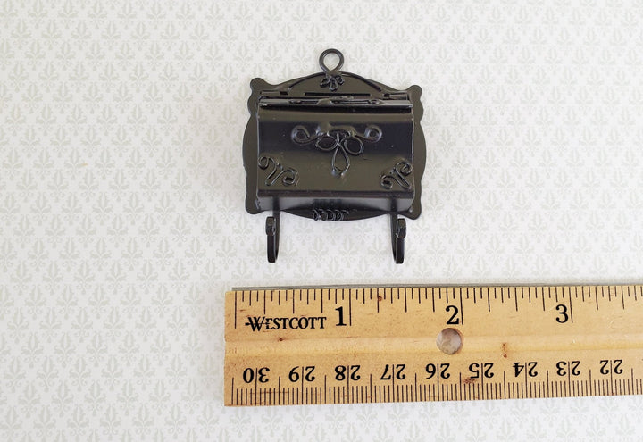 Dollhouse Miniature 1:6 Scale Mailbox Black Opens with Newspaper Hooks Playscale - Miniature Crush