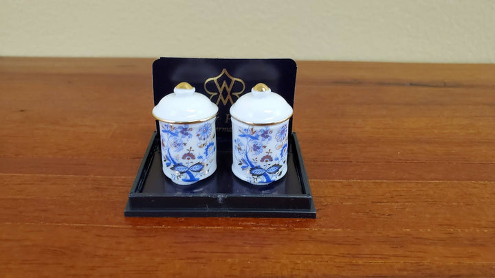 Dollhouse Miniature 2 Large Jars Bins with Lid Reutter Porcelain 1:12 Scale Kitchen - Miniature Crush