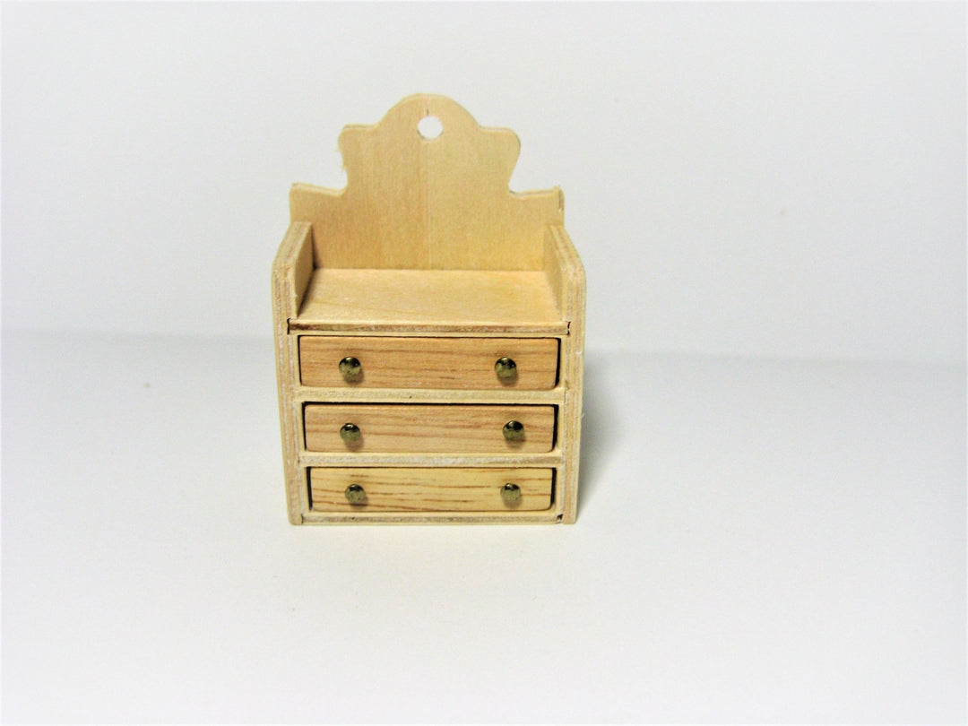 Dollhouse Miniature 3 Drawer Chest Small Cabinet Unfinished 1:12 Scale - Miniature Crush