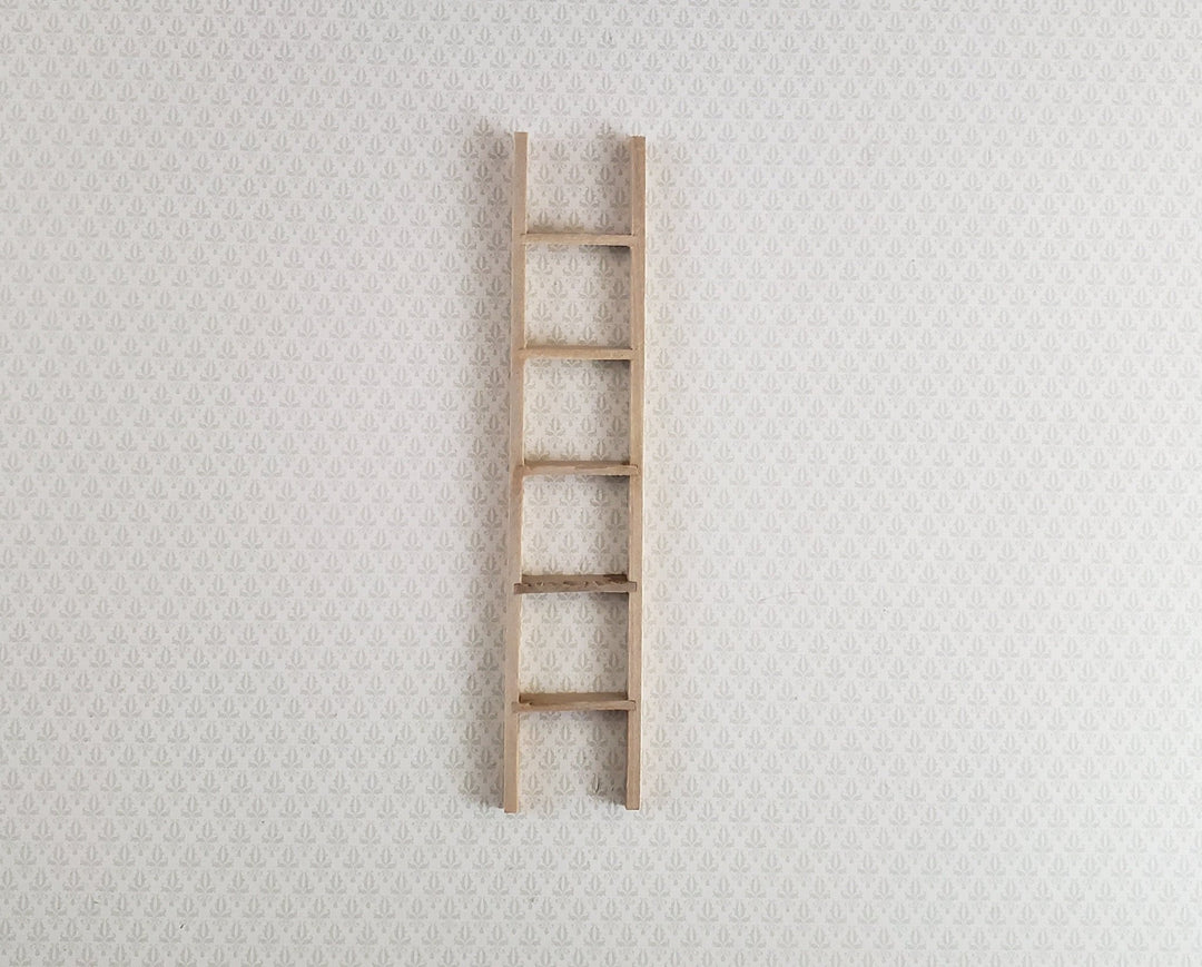 Dollhouse Miniature 6" Straight Ladder Tall Wood 1:12 Scale Barewood - Miniature Crush