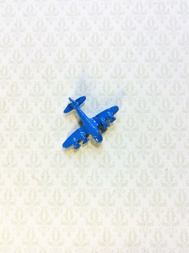 Dollhouse Miniature Airplane Toy Tiny Blue Painted Metal 1:12 Scale Plane - Miniature Crush