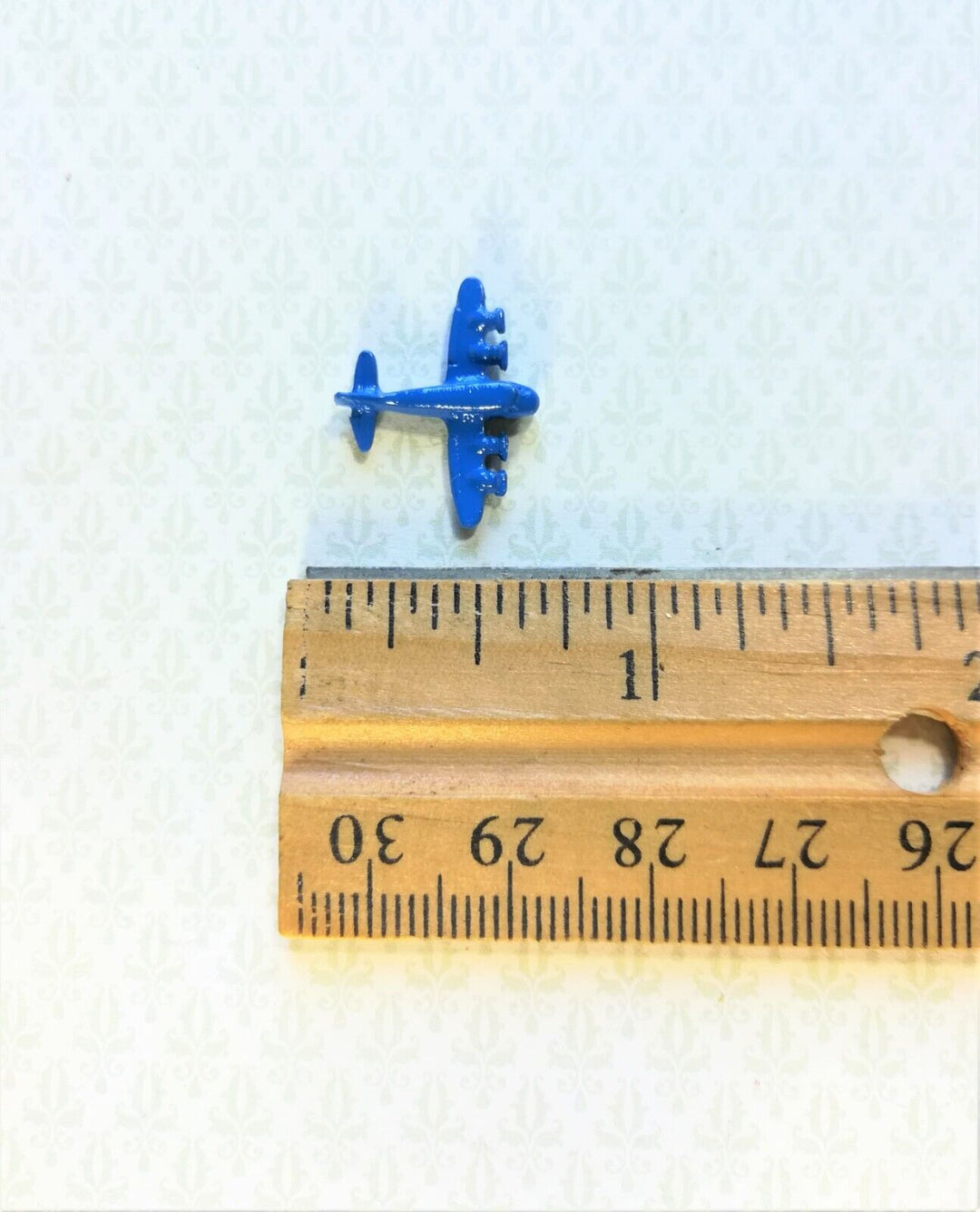 Dollhouse Miniature Airplane Toy Tiny Blue Painted Metal 1:12 Scale Plane - Miniature Crush