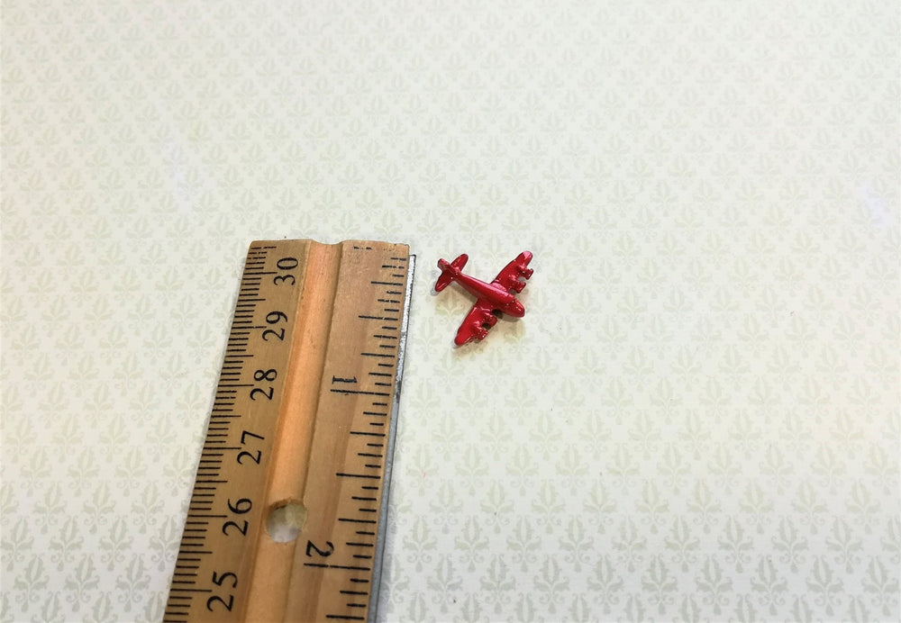 Dollhouse Miniature Airplane Toy Tiny Red Painted Metal 1:12 Scale Plane - Miniature Crush