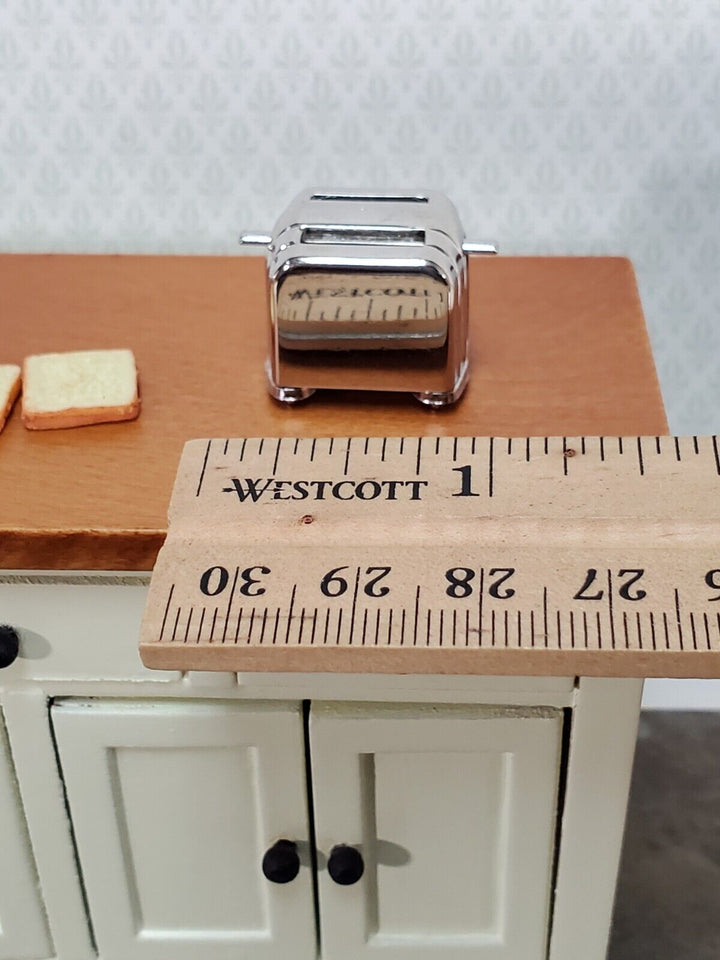 Dollhouse Miniature All Silver Toaster with 2 Pieces of Toast 1:12 Scale Kitchen - Miniature Crush