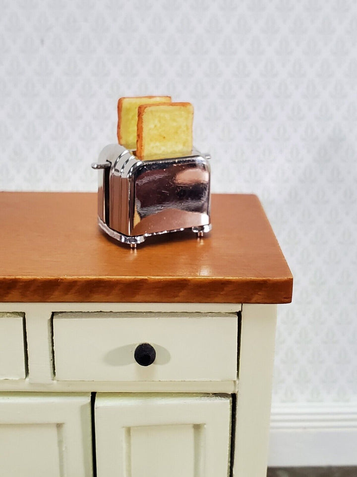 Dollhouse Miniature All Silver Toaster with 2 Pieces of Toast 1:12 Scale Kitchen - Miniature Crush