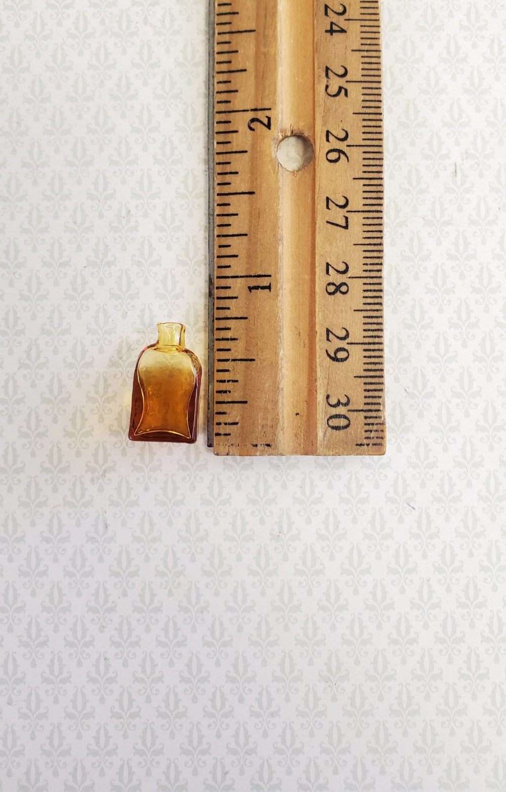Dollhouse Miniature Amber Bottle Jar Vase Square Bottom 11/16" 1:12 Scale - Miniature Crush