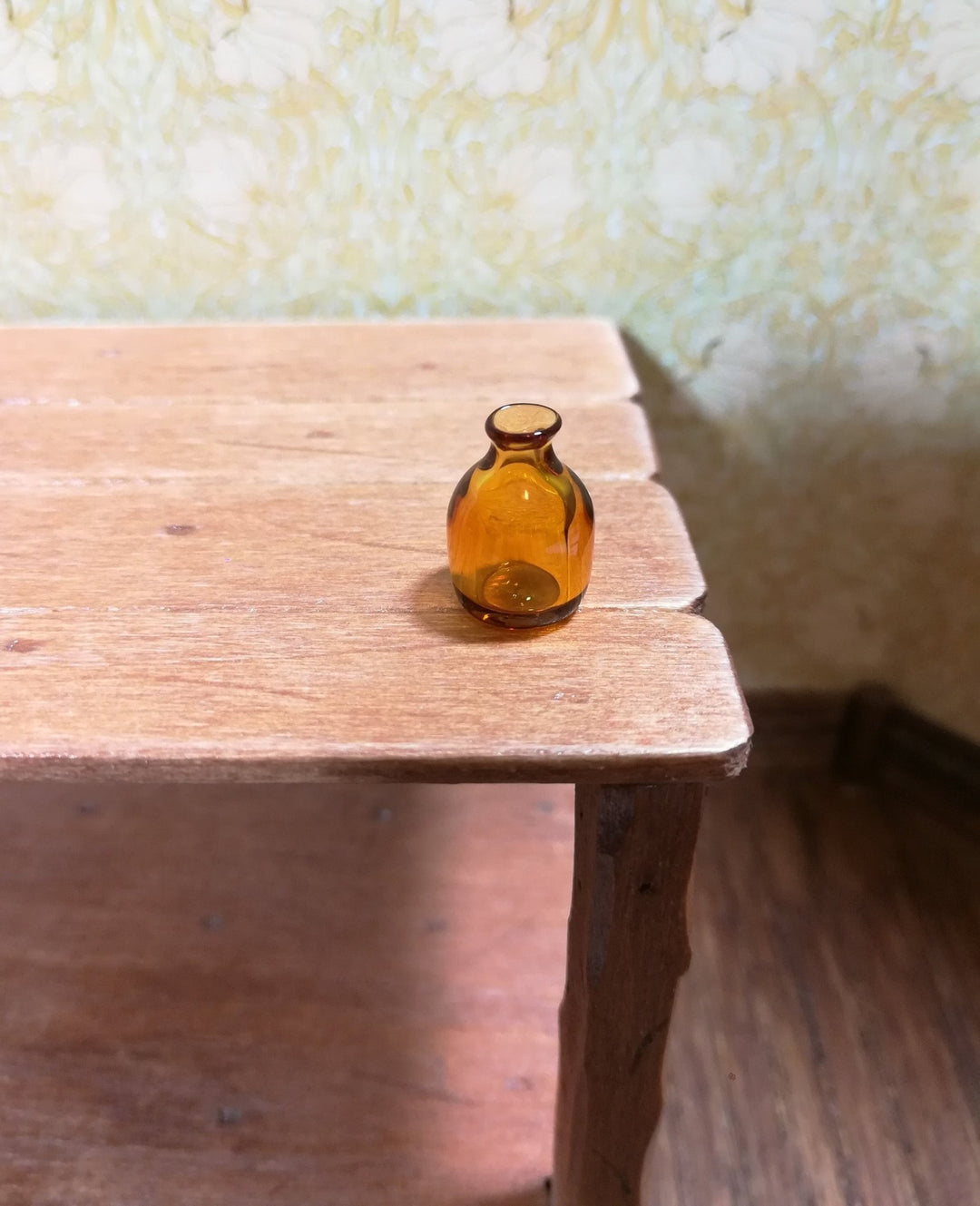 Dollhouse Miniature Amber Bottle Jar Vase Tiny 1/2" 1:12 Scale - Miniature Crush