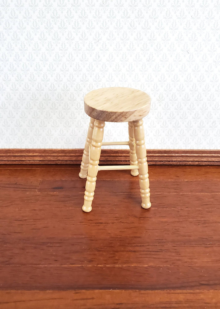 Dollhouse Miniature Bar Stool Wood Light Oak Finish 1:12 Scale Furniture - Miniature Crush