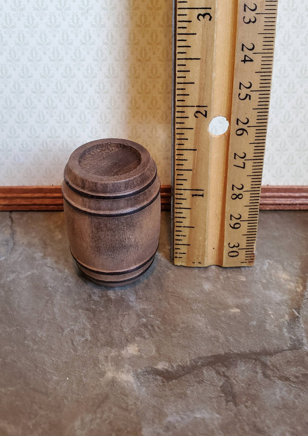 Dollhouse Miniature Barrel Small Distress Painted Wood 1:12 Scale Wooden Keg - Miniature Crush