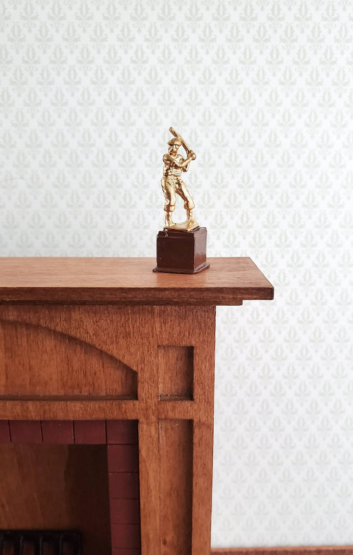 Dollhouse Miniature Baseball Trophy Statue Gold 1:12 Scale Painted Metal - Miniature Crush