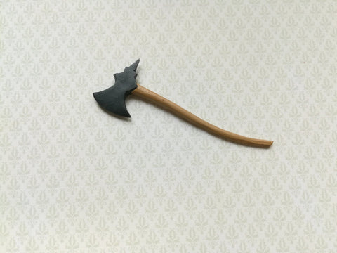 Dollhouse Miniature Battle Axe Large 1:12 Scale Pewter Curved Handle - Miniature Crush