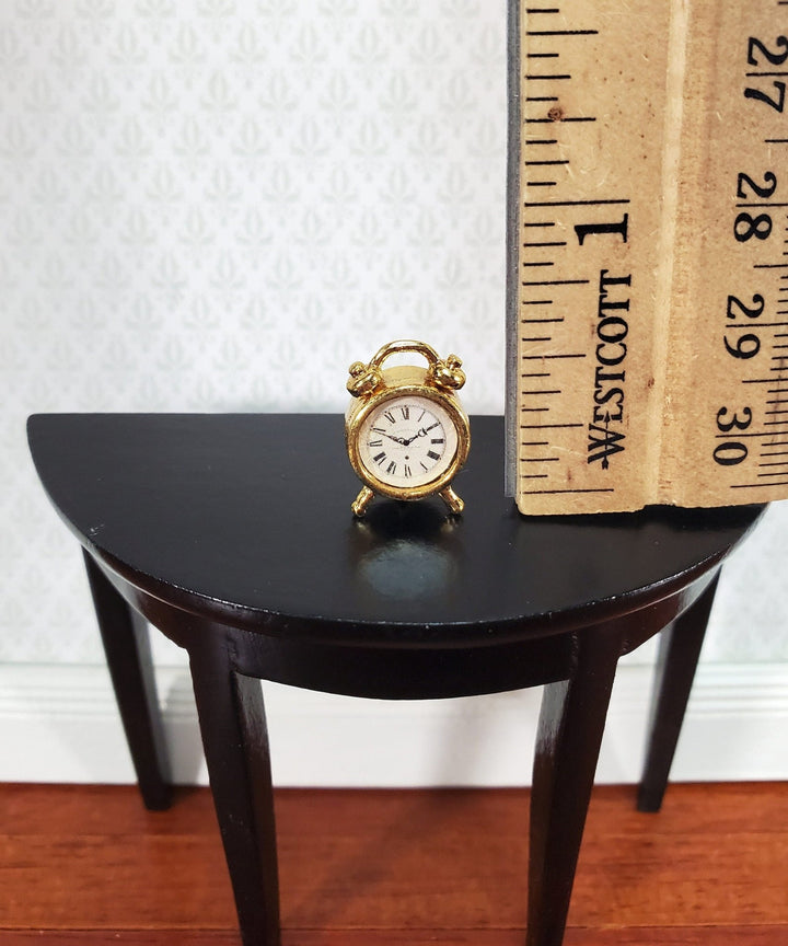 Dollhouse Miniature Bell Alarm Clock Gold Vintage Style 1:12 Scale Metal - Miniature Crush
