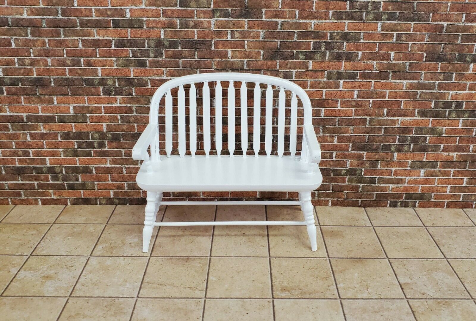 Dollhouse Miniature Bench Colonial Windsor Style White Finish 1:12 ...