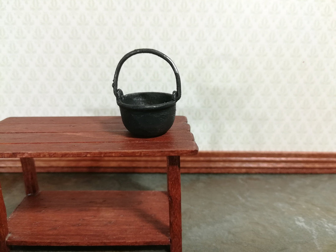 Dollhouse Miniature Black Cauldron Half Scale 1:24 Black "Cast Iron" Pot with Handle - Miniature Crush