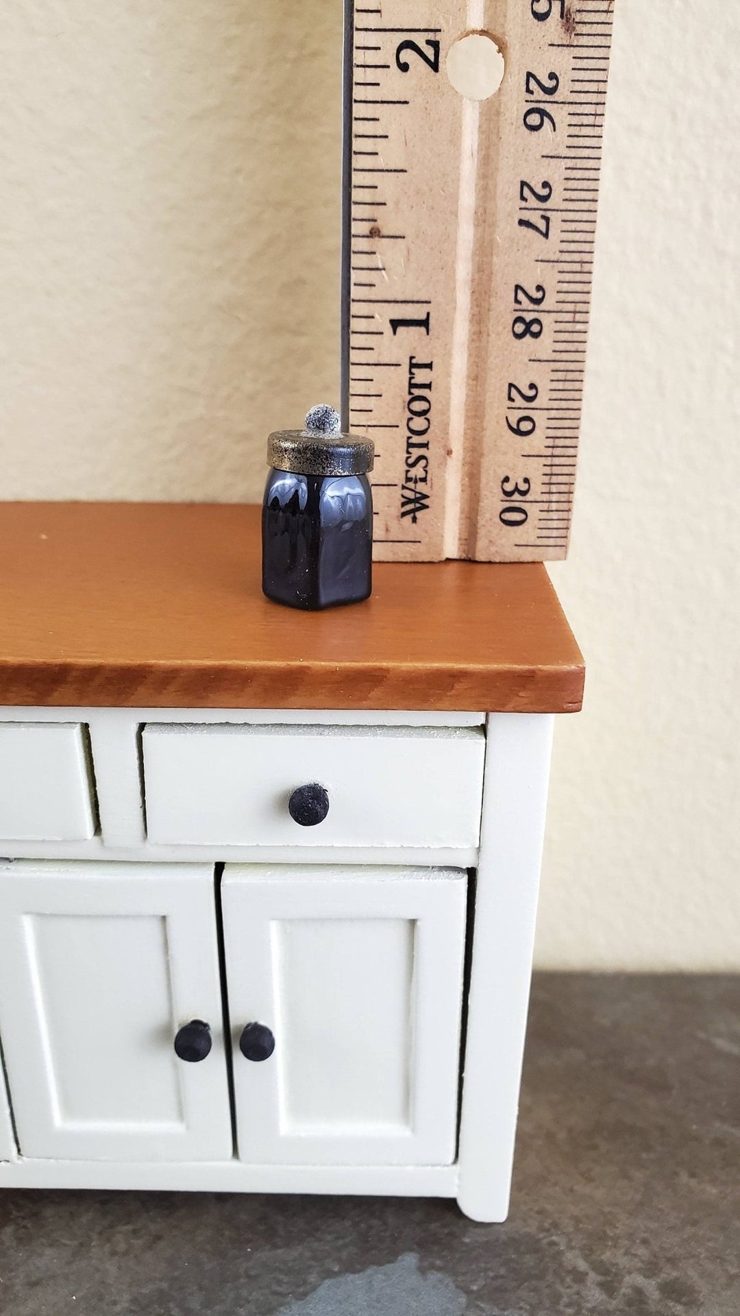 Dollhouse Miniature Black Glass Hexagon Jar with Removable Lid 1:12 Scale - Miniature Crush