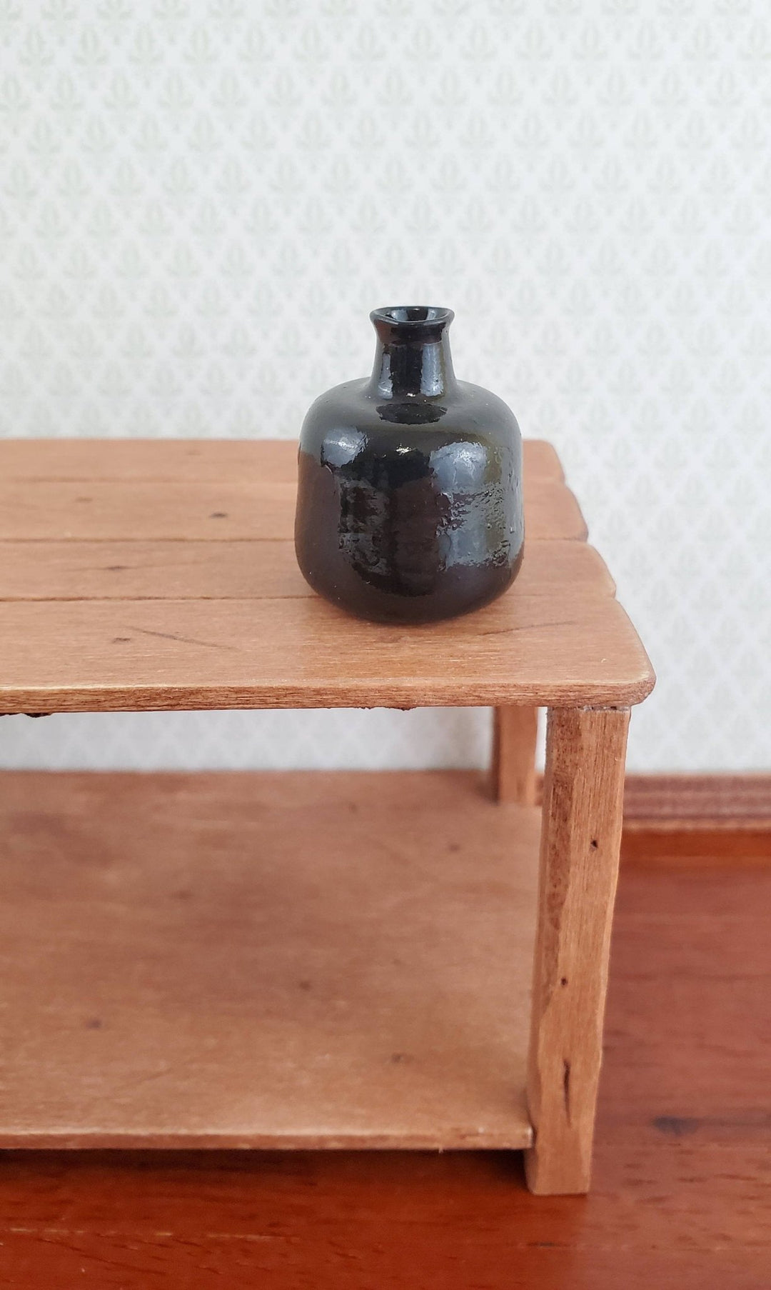 Dollhouse Miniature Black Glass Jug Bottle Carboy or Demijohn 1:12 Scale - Miniature Crush