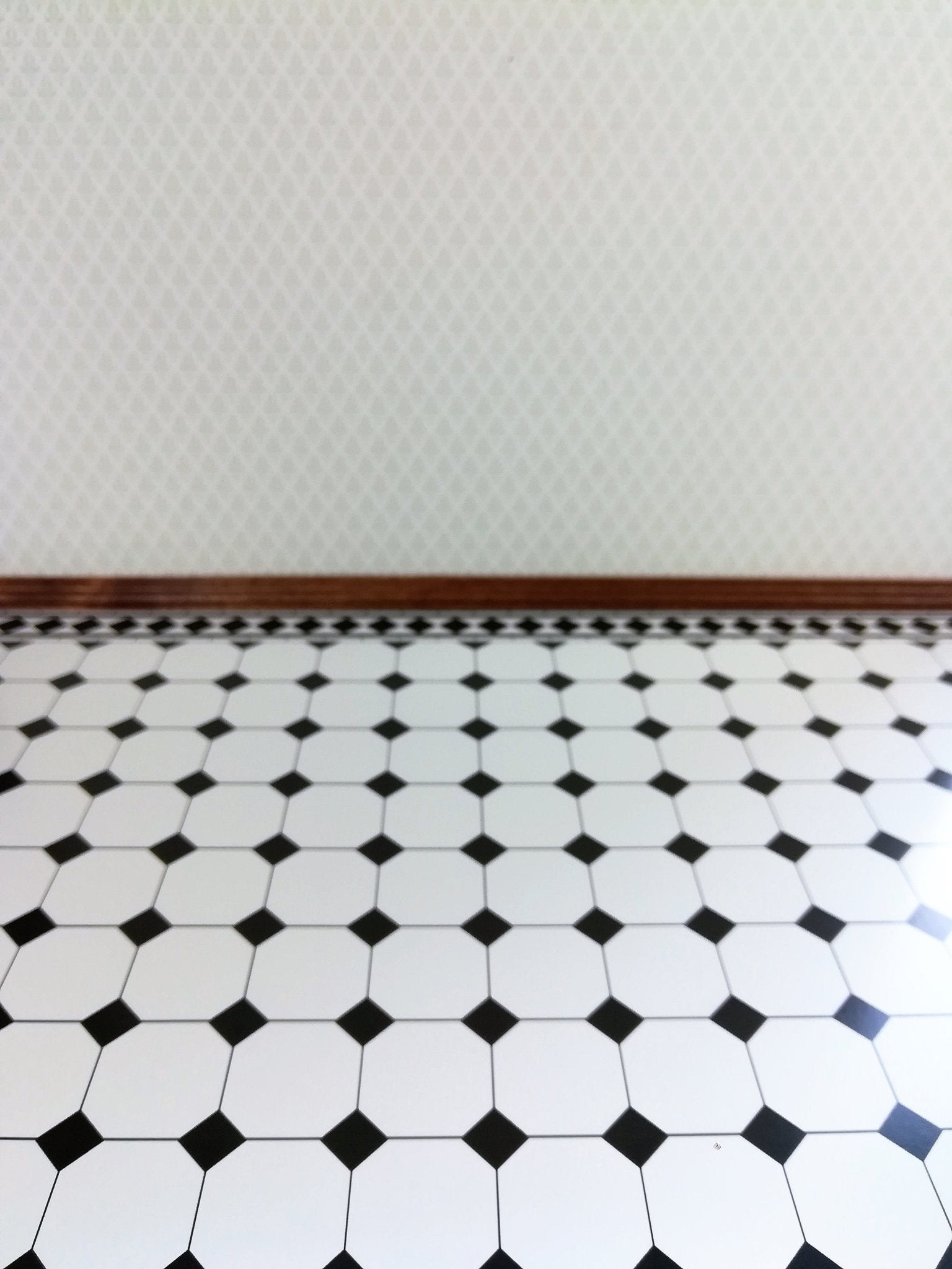 Houseworks 1:12 Scale Dollhouse Miniature Black & White Octagon Plastic Tile Floor Sheet