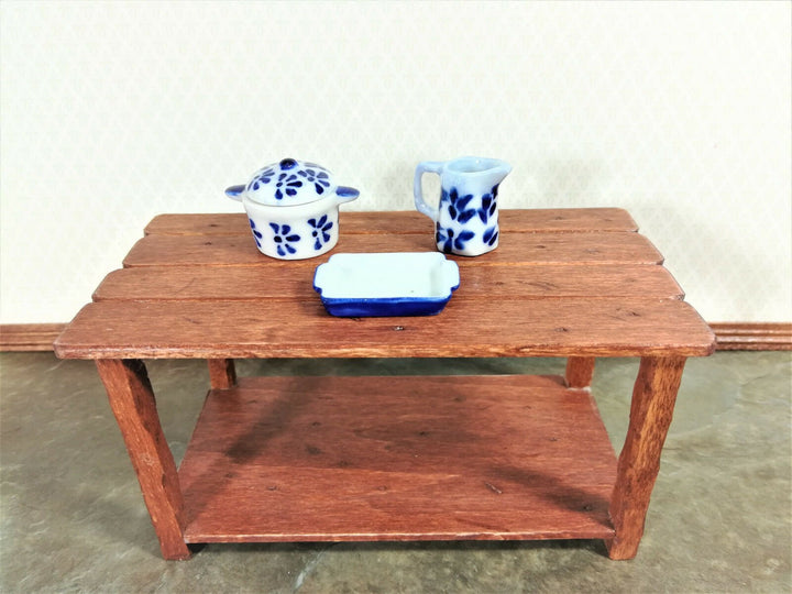 Dollhouse Miniature Blue & White Ceramic Pitcher with Handle 1:12 Scale - Miniature Crush