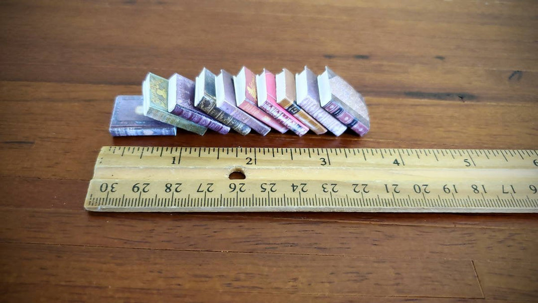 Dollhouse Miniature Book Set x10 Antique Style Set #1 1:12 Scale (blank inside) - Miniature Crush