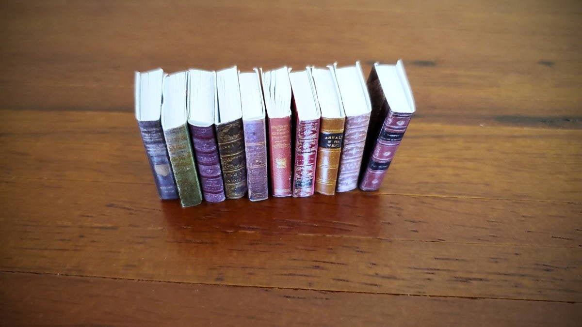 Dollhouse Miniature Book Set x10 Antique Style Set #1 1:12 Scale (blank ...