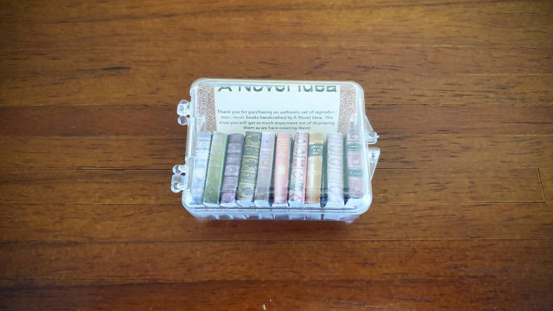 Dollhouse Miniature Book Set x10 Antique Style Set #1 1:12 Scale (blank inside) - Miniature Crush