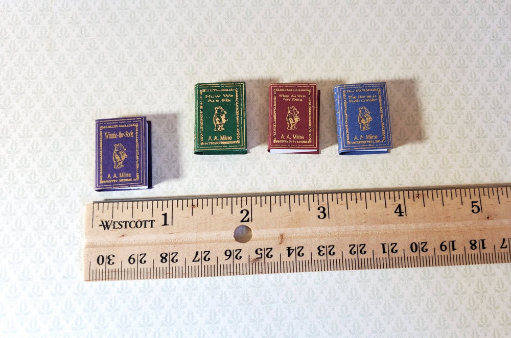 Dollhouse Miniature Book Set x4 Winnie the Pooh 1:12 Scale (blank inside) - Miniature Crush