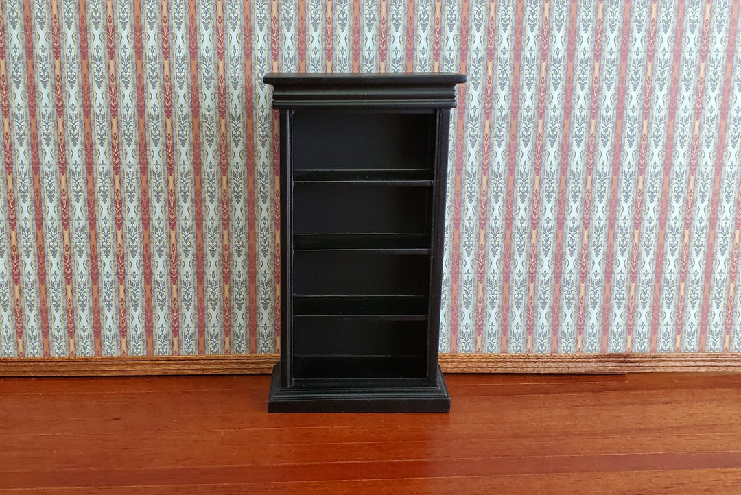 Dollhouse Miniature Bookcase 4 Shelves Black Finish 1:12 Scale Furniture Bookshelf - Miniature Crush