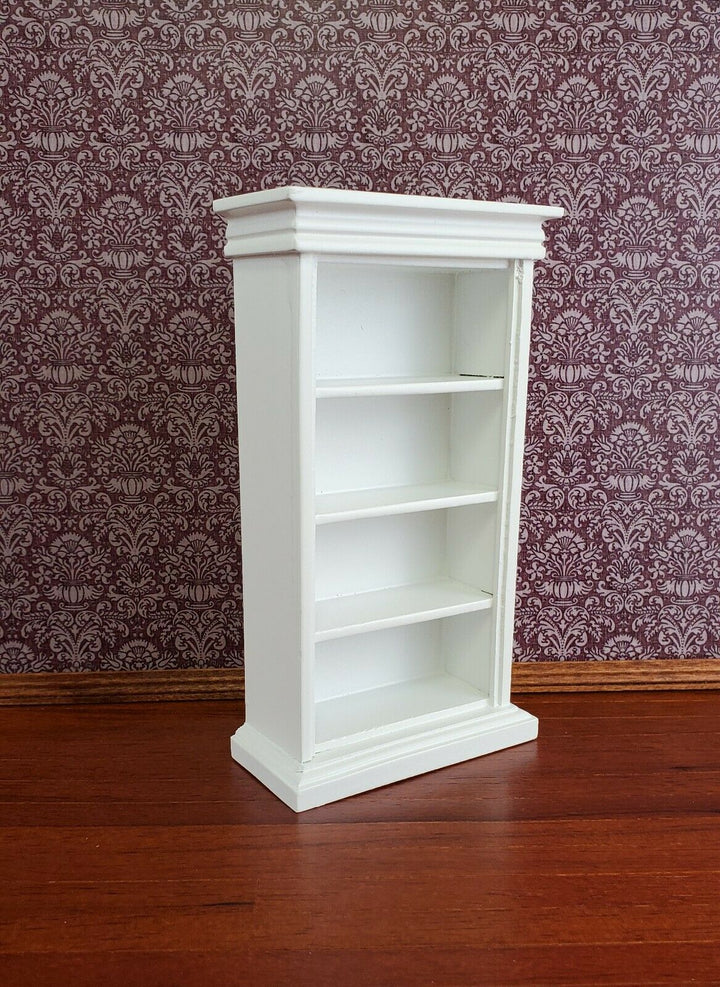 Dollhouse Miniature Bookcase 4 Shelves White Finish 1:12 Scale Furniture - Miniature Crush