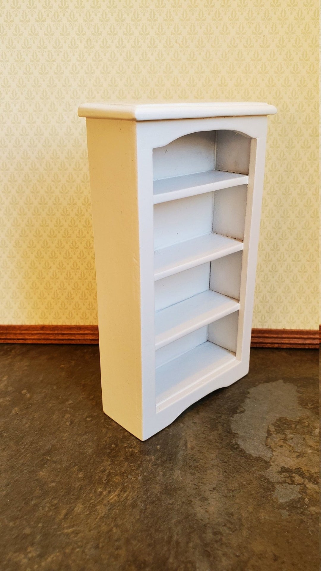 Dollhouse Miniature Bookcase Small White Wood 1:12 Scale 4 5/8" - Miniature Crush