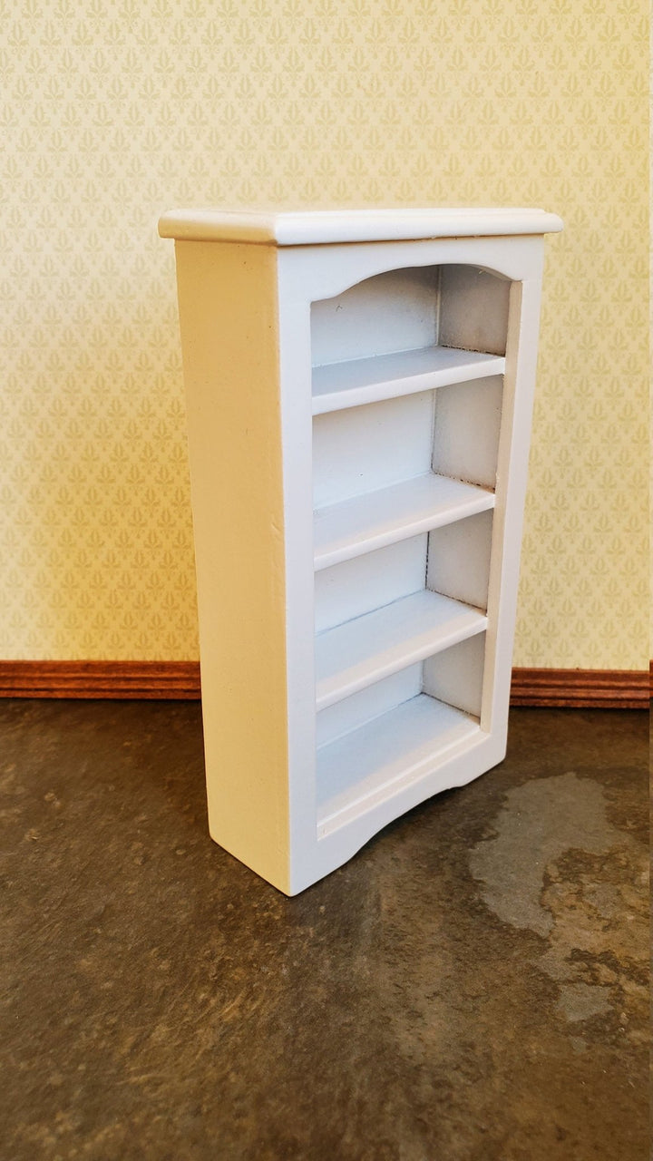 Dollhouse Miniature Bookcase Small White Wood 1:12 Scale 4 5/8" - Miniature Crush