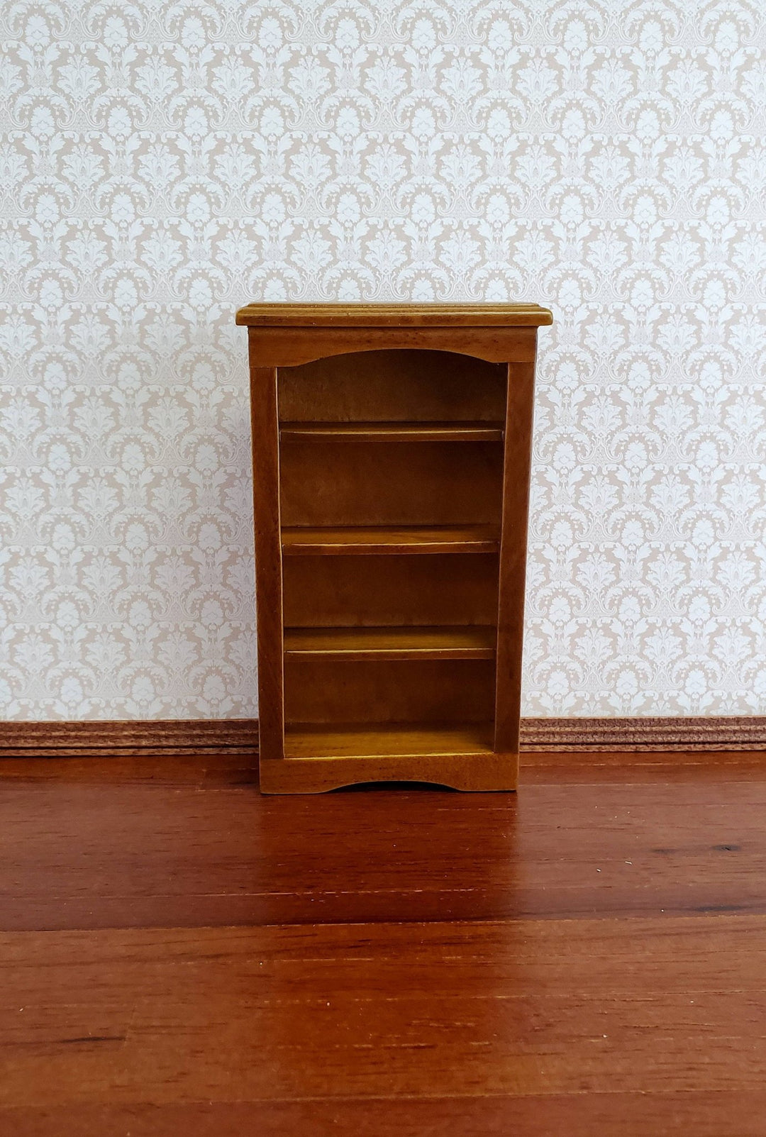 Dollhouse Miniature Bookcase Small Wood Walnut Finish 1:12 Scale Furniture 4 5/8" - Miniature Crush