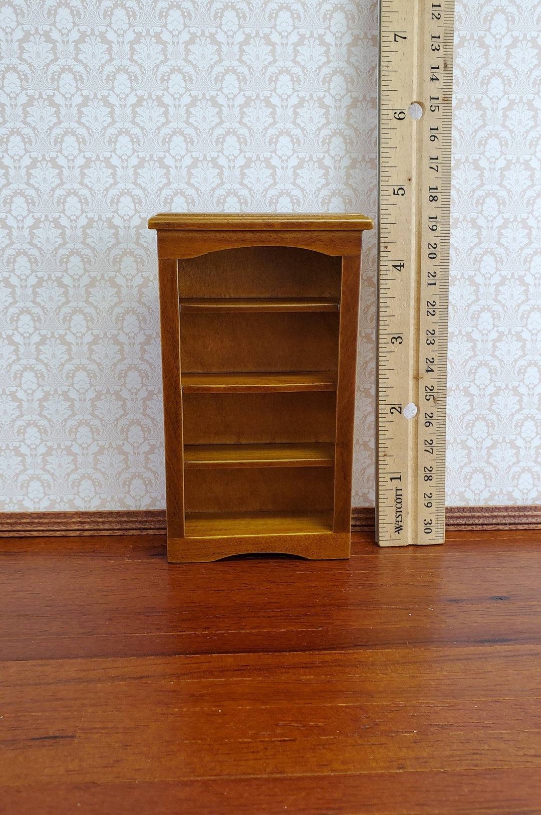Dollhouse Miniature Bookcase Small Wood Walnut Finish 1:12 Scale Furniture 4 5/8" - Miniature Crush
