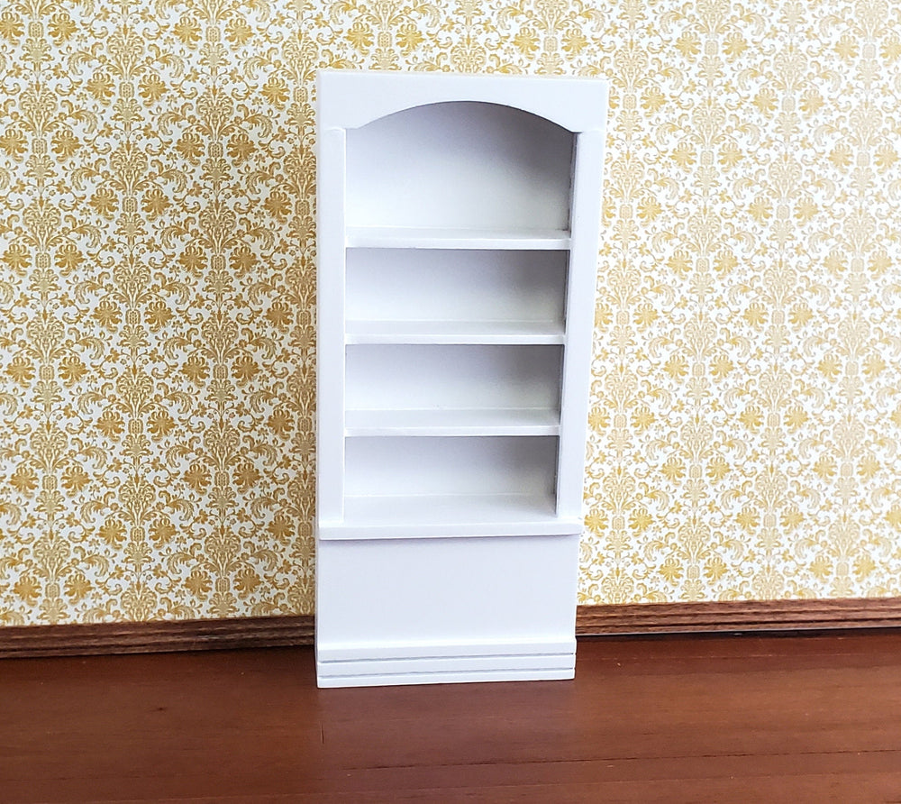 Dollhouse Miniature Bookcase Tall 4 Shelves White Finish 1:12 Scale Furniture Bookshelf - Miniature Crush