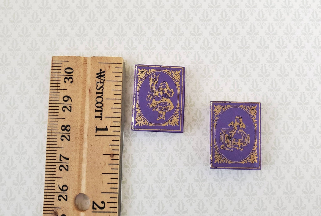 Dollhouse Miniature Books x2 Alice in Wonderland Set Lewis Carroll 1:12 Scale (blank inside) - Miniature Crush