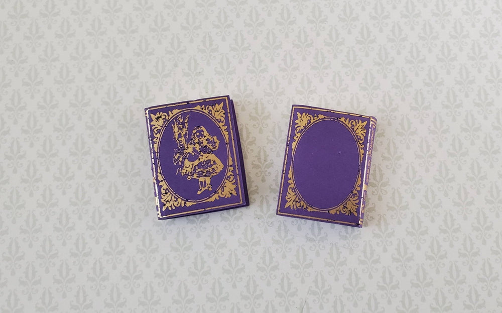 Dollhouse Miniature Books x2 Alice in Wonderland Set Lewis Carroll 1:12 Scale (blank inside) - Miniature Crush