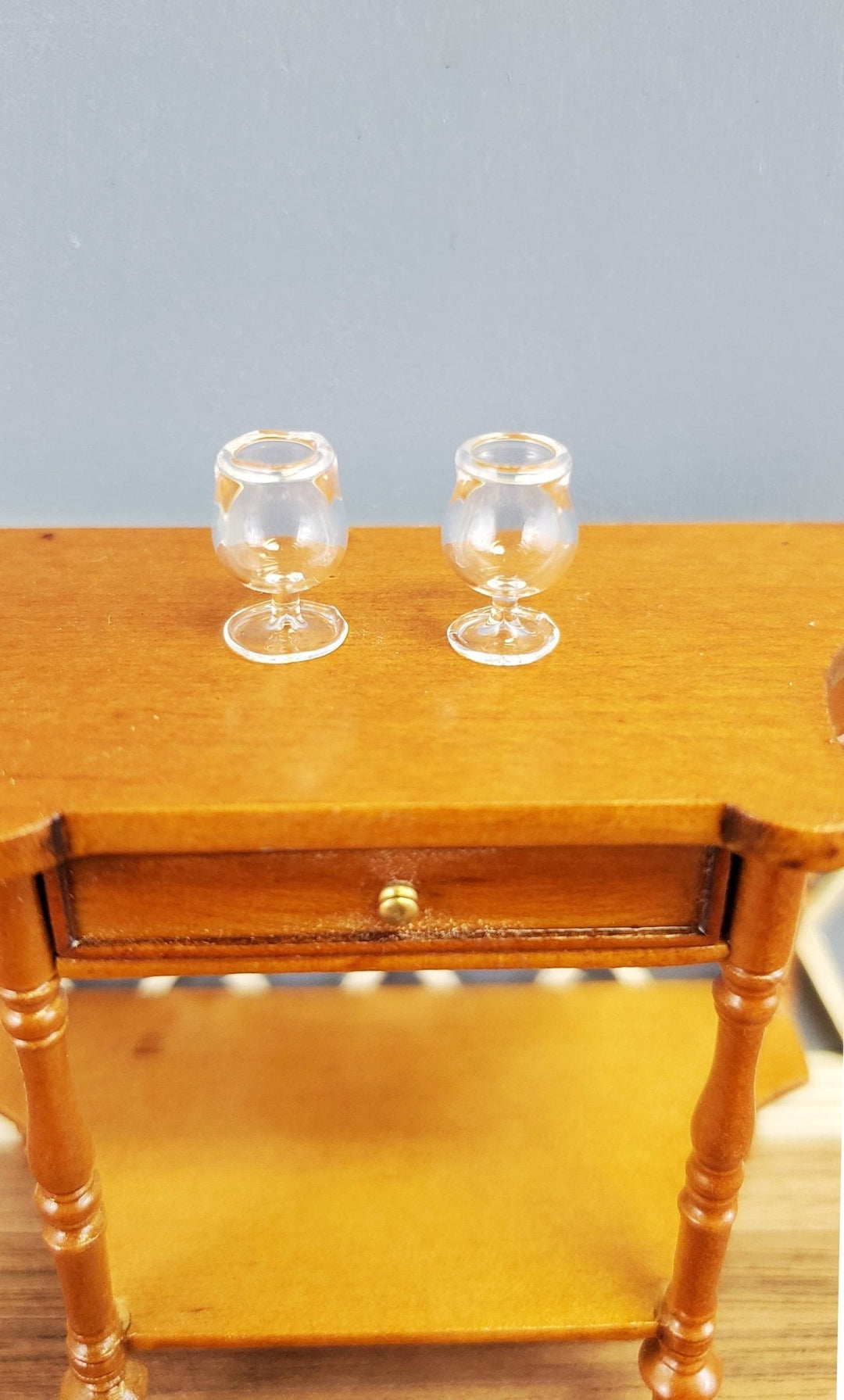 Dollhouse Miniature Brandy Snifter Set of 2 Glasses 1:12 Scale Philip Grenyer Hand Blown - Miniature Crush