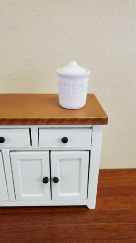Dollhouse Miniature BREAD Bin with Lid 1:12 Scale Handmade Large White Ceramic - Miniature Crush