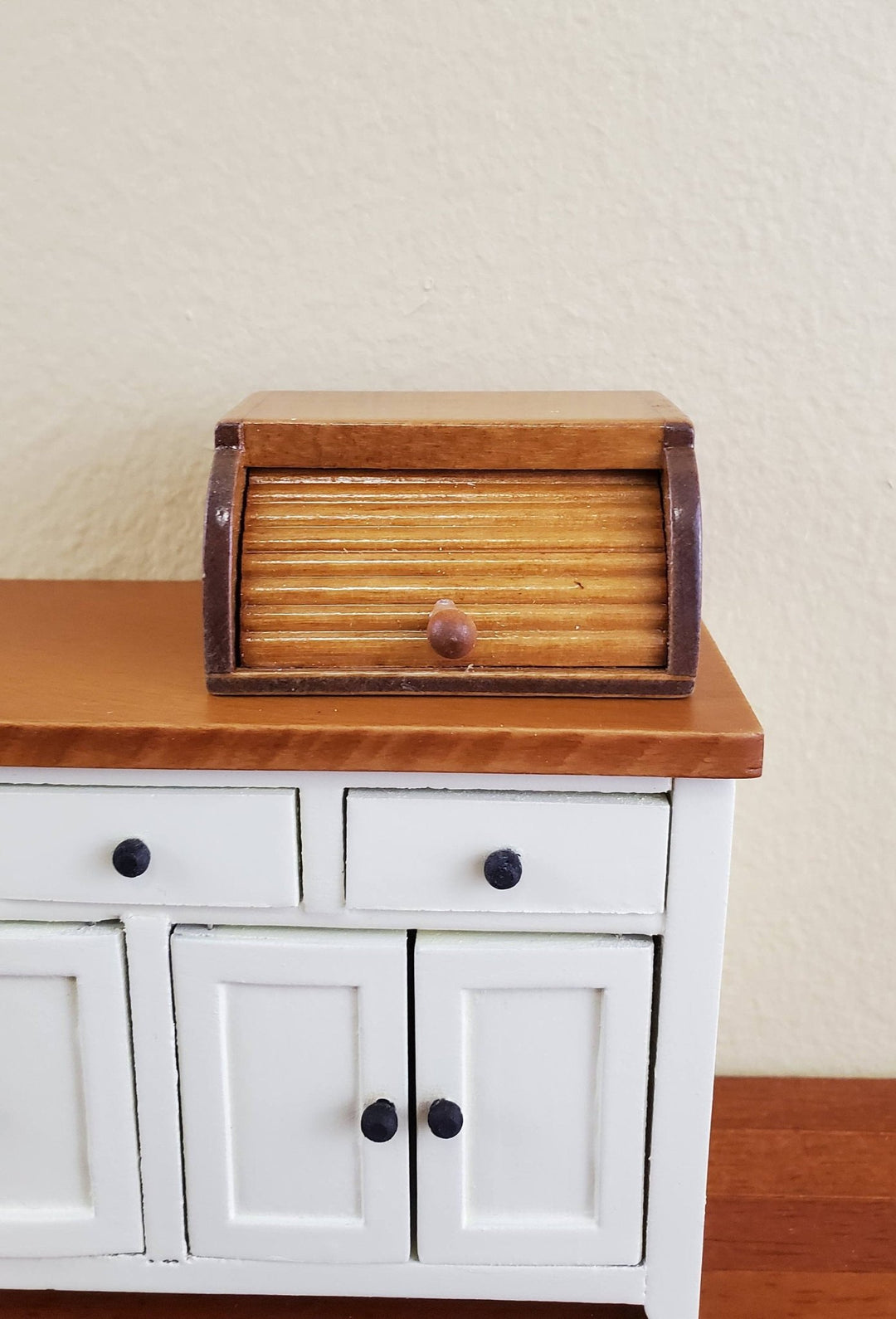 Dollhouse Miniature Bread Box with Opening Door Wood 1:12 Scale - Miniature Crush