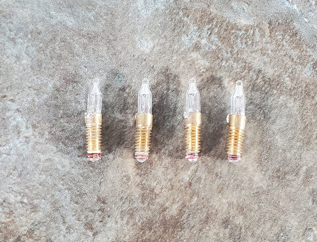 Dollhouse Miniature Bulbs Screw Base Candle Tip Clear Set of 4 Replacements 1:12 Scale - Miniature Crush