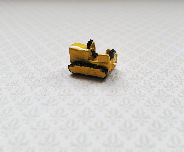 Dollhouse Miniature Bulldozer Tractor Toy Yellow & Black Metal 1:12 Scale - Miniature Crush