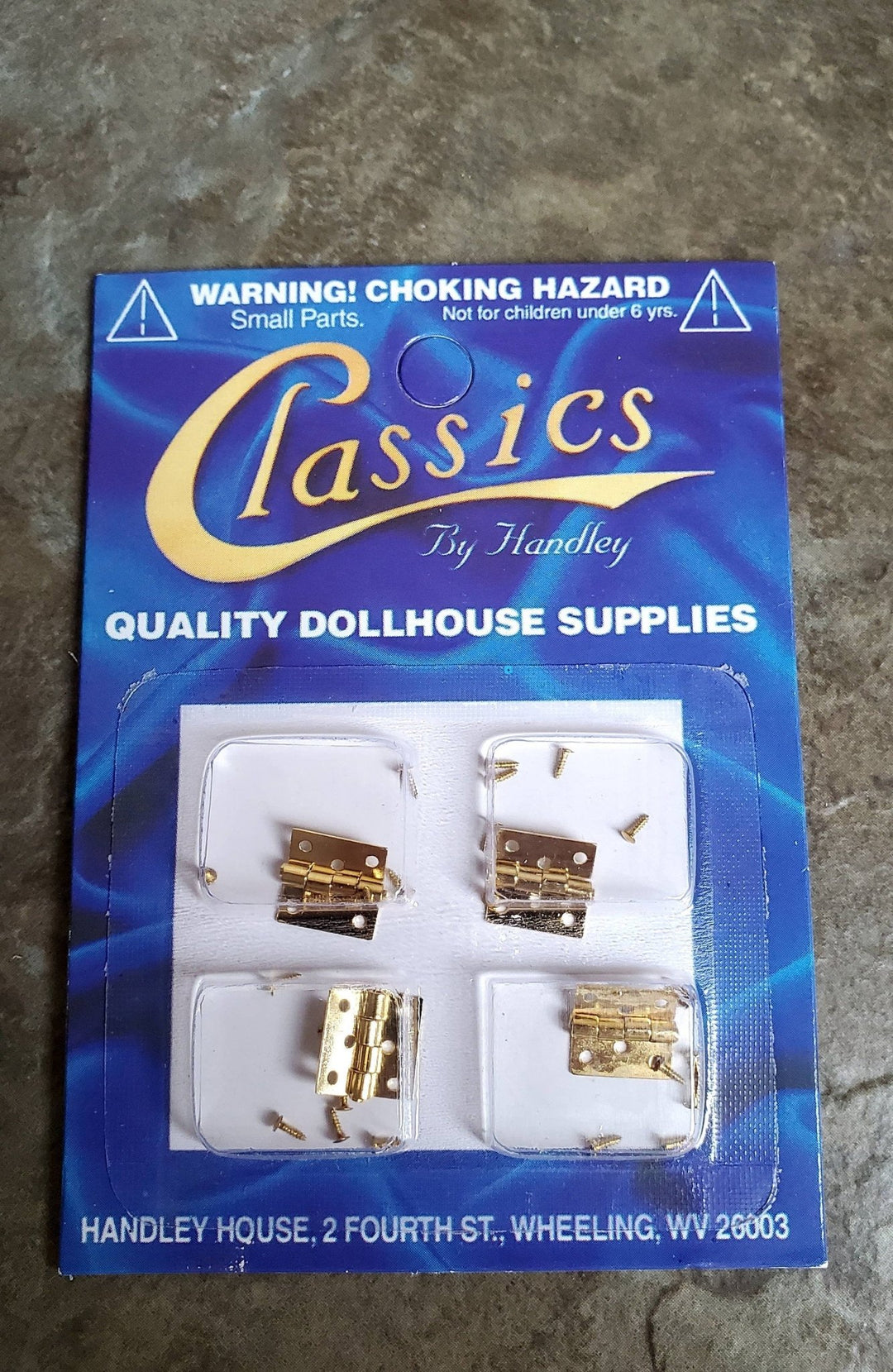 Dollhouse Miniature Butt Hinges Working x4 Brass Gold 1:12 Scale Includes Nails - Miniature Crush